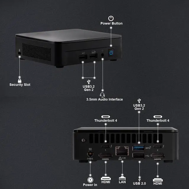 Alt view image 5 of 7 - Intel NUC 12 Pro NUC12WSKi3 Home & Business Mini PC Mini Desktop 12th Generation Intel Core i3-1220P Intel UHD Graphics,Intel Wi-Fi 6E, Bluetooth 5.2, No Memory / No Hard Drive