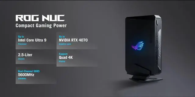 Alt view image 7 of 7 - ROG NUC Mini Gaming PC Mini Desktop Compact Gaming Power with Discrete Graphics Intel Core Ultra 9 185H/RTX 4070/32GB DDR5 /1TB SSD