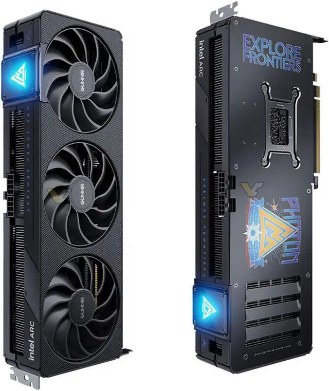 Alt view image 2 of 7 - GUNNIR Intel Arc B580 12GB Photon OC Black GDDR6 2850MHz Triple Fan Graphics Card (192-bit, PCI-Express 4.0 x8, HDMI/DisplayPort, Supports 4k)
