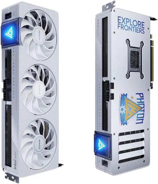 Alt view image 2 of 7 - GUNNIR Intel Arc B570 10GB Photon OC White GDDR6 2690MHz Triple Fan Graphics Card (160-bit, PCI-Express 4.0 x8, HDMI/DisplayPort, Supports 4k)