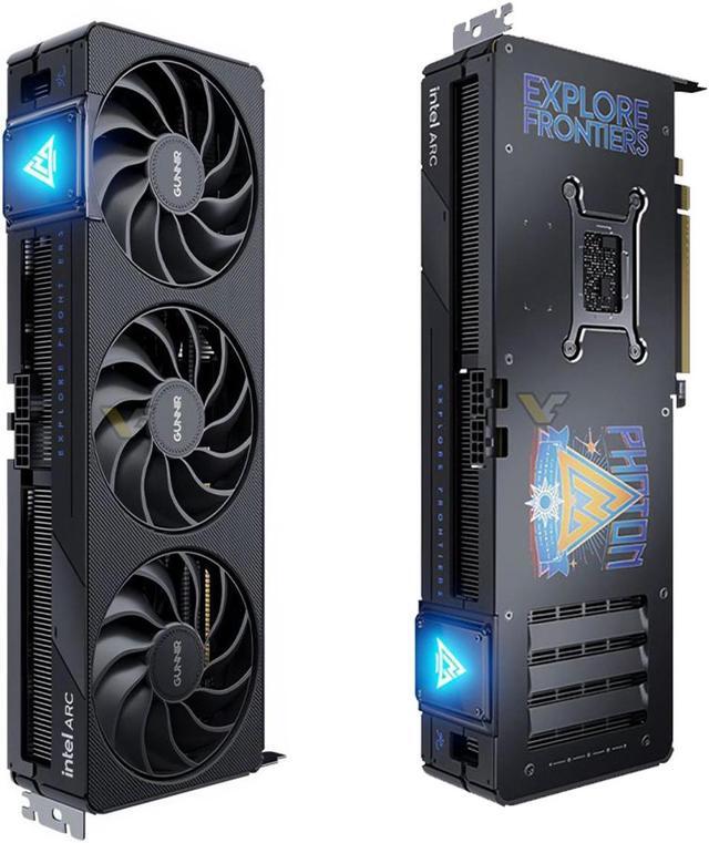Alt view image 2 of 7 - GUNNIR Intel Arc B570 10GB Photon OC Black GDDR6 2690MHz Triple Fan Graphics Card (160-bit, PCI-Express 4.0 x8, HDMI/DisplayPort, Supports 4k)
