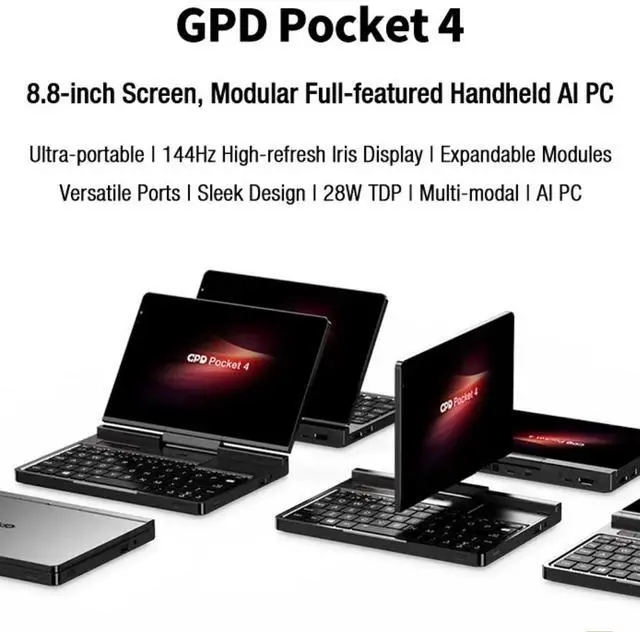Alt view image 6 of 7 - Original GPD Pocket 4 Laptop AMD Ryzen 7 8840U 8.8 Touch Screen Mini Laptop Mini Gaming Pc Pocket Laptop, 16GB LPDDR5+1TB SSD