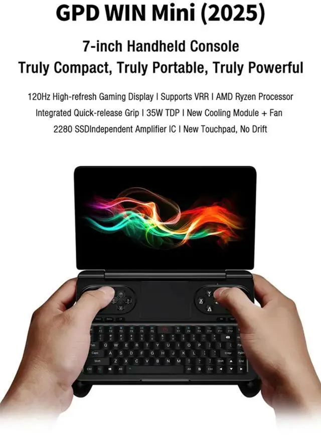 Alt view image 2 of 7 - Original 2025 GPD Win Mini Handheld 7 inch Game Player Console AMD AI 9 HX370 Mini Pocket Gaming Laptop,32GB LPDDR5+2TB SSD