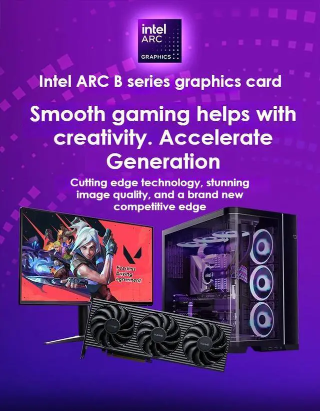 Alt view image 4 of 7 - GUNNIR Intel Arc B580 Tri 12G OC Black Gaming Graphics Card - 12GB GDDR6 2800MHz Triple Fan Graphics Card (192-bit, PCI-Express 4.0 x8, HDMI/DisplayPort, Supp