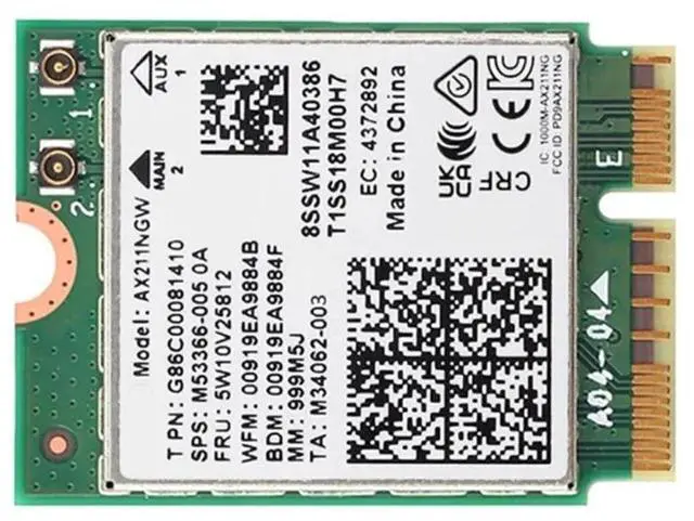 Alt view image 3 of 6 - Intel AX211 WiFi 6E Card, Tri-Band, Up to 2.4 Gbps, M.2 CNVio2, Bluetooth 5.3, Windows 10/11 Linux Compatible