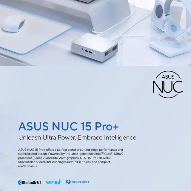 Alt view image 5 of 7 - ASUS NUC 15 Pro+ NUC15CRSU5 Elegant Mini PC with Intel Core Ultra 5 225H Processor, Arc Graphics, Dual HDMI, Thunderbolt 4,  Wi-Fi 7| Ideal for Work, Gaming & Creativity 16GB RAM / 512GB SSD