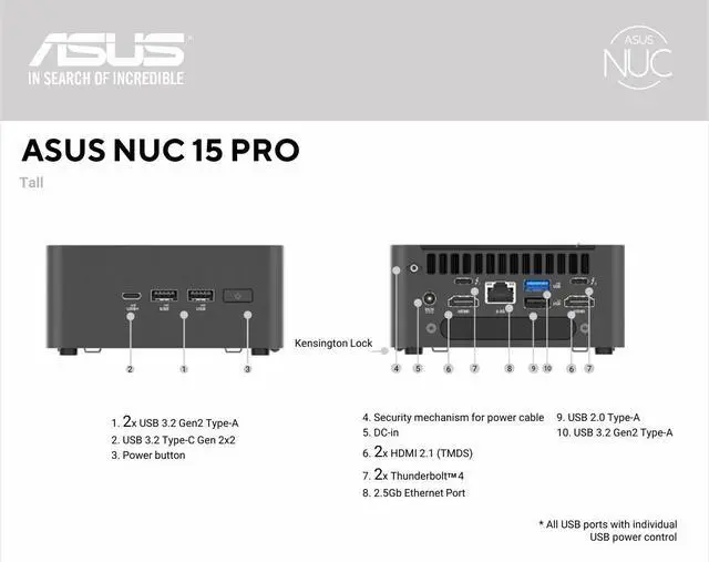 Alt view image 7 of 7 - ASUS NUC 15 Pro Mini PC NUC15CRHC7 Intel Core 7 240H,Up to 96GB DDR5, Intel Graphics, Wi-Fi 7, Bluetooth 5.4, PCIe Gen5 SSD, Compact AI Desktop Computer 8GB RAM+256GB SSD
