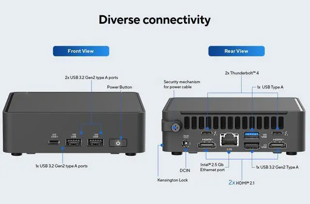 Alt view image 7 of 7 - ASUS NUC 15 Pro Mini PC NUC15CRHC5 Intel Core 5 210H,Up to 96GB DDR5, Intel Graphics, Wi-Fi 7, Bluetooth 5.4, PCIe Gen5 SSD, Compact AI Desktop Computer 32GB DDR5+512GB SSD