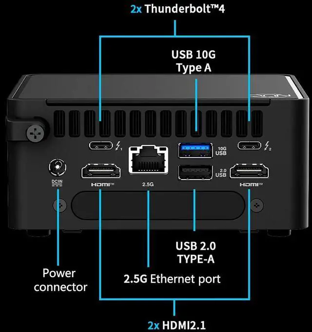 Alt view image 4 of 7 - ASUS NUC 15 Pro Mini-PC NUC15CRHU7 with Intel Core Ultra 7 Processor, Intel Arc Graphics, Thunderbolt 4, Supports Quad 4K Displays, Wi-Fi 7, Bluetooth 5.4, Compact 0.48L Chassis Design