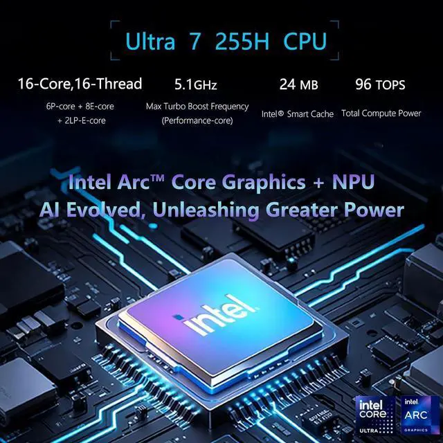 Alt view image 3 of 7 - ASUS NUC 15 Pro Mini-PC NUC15CRHU7 with Intel Core Ultra 7 Processor, Intel Arc Graphics, Thunderbolt 4, Supports Quad 4K Displays, Wi-Fi 7, Bluetooth 5.4, Compact 0.48L Chassis Design