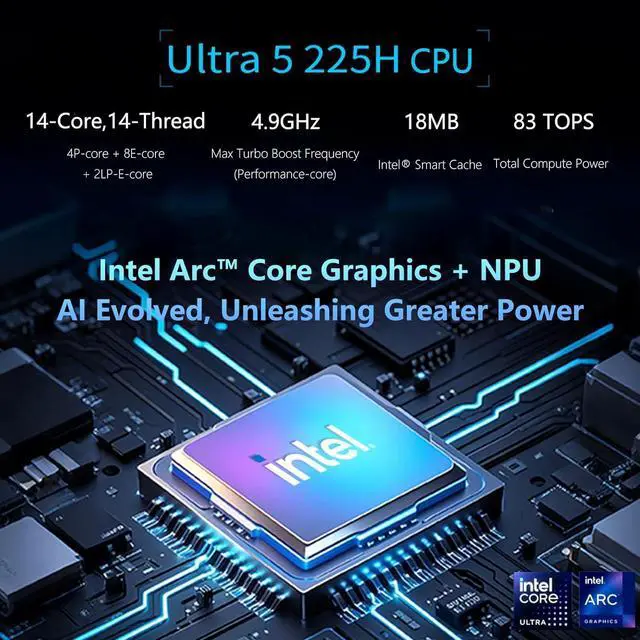 Alt view image 6 of 7 - ASUS NUC 15 Pro Mini PC (NUC15CRHU5)  Intel Core Ultra5 225H,Up to Max 96GB DDR5, Intel Arc Graphics, Wi-Fi 7, PCIe Gen5 SSD  Compact AI Desktop Computer
