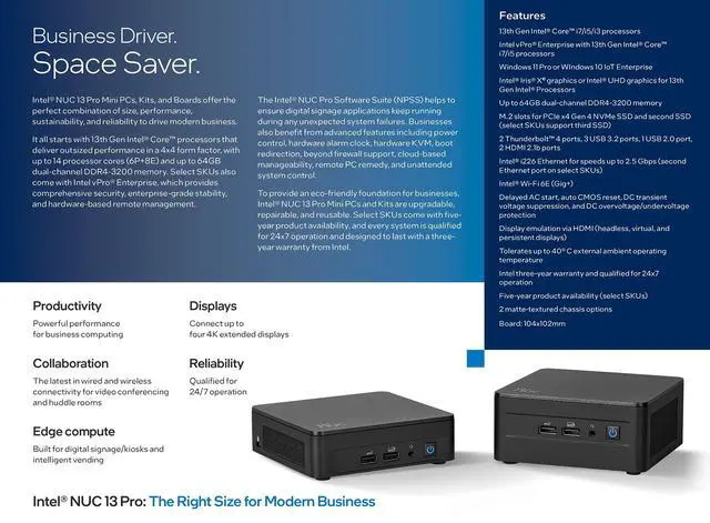 Alt view image 6 of 6 - ASUS NUC 13 Arena Canyon Mini PC NUC13ANKi5 Mini Desktop Computer/HTPC 13th Gen. Intel Core i5-1340P,12 Cores(4P+8E), 16 Threads,WiFi 6, Bluetooth 5.3,Windows 11 Pro 16GB DDR4+1TB SSD