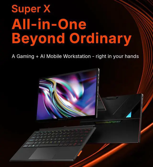 Alt view image 2 of 7 - OneXPlayer Super X Gaming Laptop with AMD Ryzen AI Max+395 Processor Radeon 8060S 40 Compute Units,14-inch Display with Protective bag | Magnetic Keyboard | Handle | Soft film , 48G RAM +1TB SSD