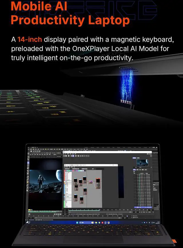 Alt view image 4 of 7 - OneXPlayer Super X Gaming Laptop with AMD Ryzen AI Max+395 Processor Radeon 8060S 40 Compute Units,14-inch Display with Protective bag | Magnetic Keyboard | Handle | Soft film , 48G RAM +1TB SSD