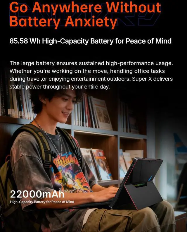 Alt view image 5 of 7 - OneXPlayer Super X Gaming Laptop with AMD Ryzen AI Max+395 Processor Radeon 8060S 40 Compute Units,14-inch Display with Protective bag | Magnetic Keyboard | Handle | Soft film , 48G RAM +1TB SSD