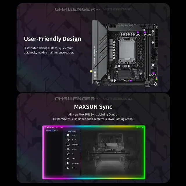 Alt view image 5 of 7 - MAXSUN MS-Challenger H810ITX WIFI Mini-ITX Motherboard, LGA1851, Intel H810, DDR5 6400MHz (OC), PCIe 5.0, 8+1+1 Phase 50A Dr.MOS, Dual M.2 PCIe 4.0, Wi-Fi 6 & Bluetooth 5.2, 4K Quad-Display Support