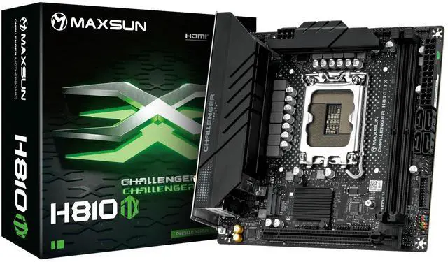 Main image of MAXSUN MS-Challenger H810ITX WIFI Mini-ITX Motherboard, LGA1851, Intel H810, DDR5 6400MHz (OC), PCIe 5.0, 8+1+1 Phase 50A Dr.MOS, Dual M.2 PCIe 4.0, Wi-Fi 6 & Bluetooth 5.2, 4K Quad-Display Support