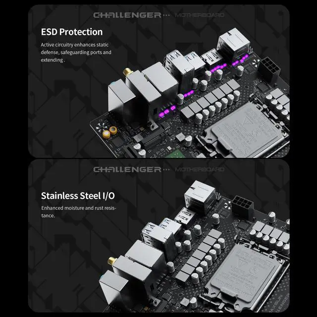 Alt view image 6 of 7 - MAXSUN MS-Challenger H810ITX WIFI Mini-ITX Motherboard, LGA1851, Intel H810, DDR5 6400MHz (OC), PCIe 5.0, 8+1+1 Phase 50A Dr.MOS, Dual M.2 PCIe 4.0, Wi-Fi 6 & Bluetooth 5.2, 4K Quad-Display Support