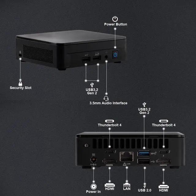Alt view image 4 of 6 - Intel NUC 12 NUC12WSKi7 Wall Street Canyon 12th Gen. Intel Core i7-1260P,Intel Iris Xe Graphics,12 Processor Cores (4P+8E), 16 threads, 18MB Intel Smart Cache(Barebone)