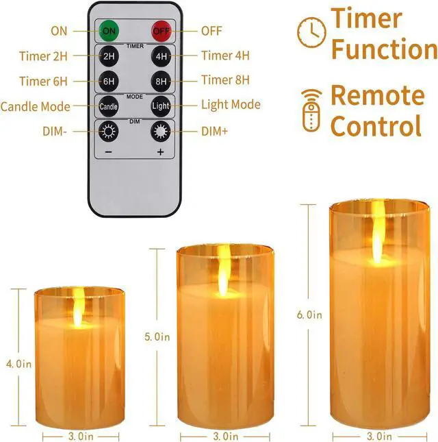 Alt view image 3 of 7 - Goldprice Flameless Led Candles Flickering Battery Operated Glass Effect with Timer Remote for Festival Wedding Home Party Decor