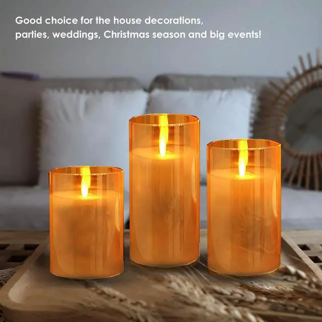 Alt view image 5 of 7 - Goldprice Flameless Led Candles Flickering Battery Operated Glass Effect with Timer Remote for Festival Wedding Home Party Decor