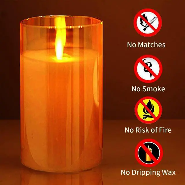 Alt view image 2 of 7 - Goldprice Flameless Led Candles Flickering Battery Operated Glass Effect with Timer Remote for Festival Wedding Home Party Decor