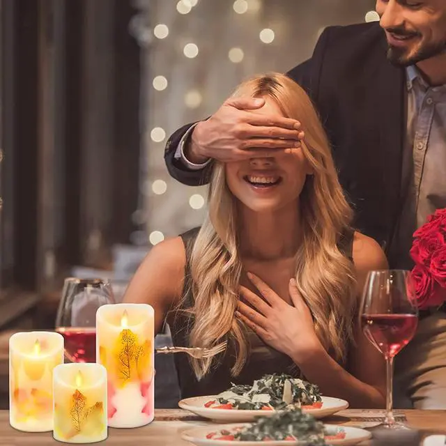 Alt view image 5 of 7 - Goldprice LED Candle Lights Flameless Candles Light Warm White Real Wax Battery Operated Electric LED Moving Wick Flickering Maple Leaf Candle Lights with Remote Timer for Decoration Wedding