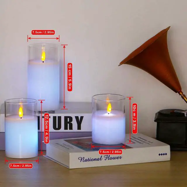 Alt view image 6 of 7 - Goldprice LED Candle Lights 3 Pack Flameless Candles Flickering Battery Operated Candles LED Candles Lamp with Remote Control & Timer