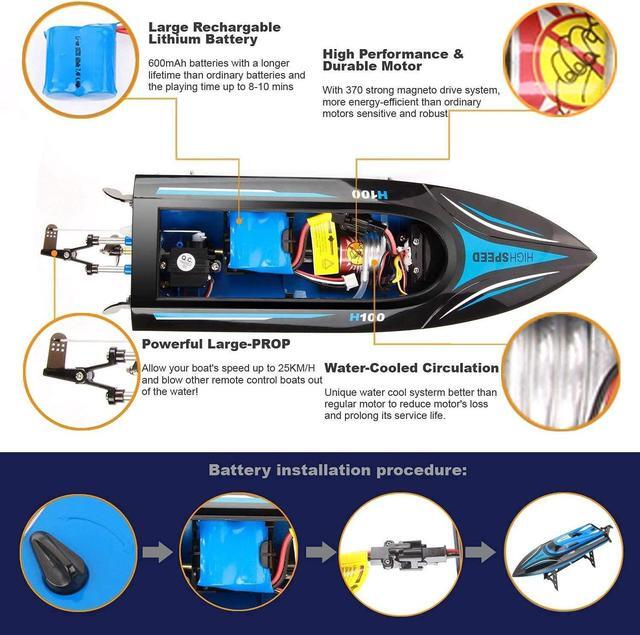 Alt view image 6 of 7 - Goldprice Remote Control Boat RC Boat for Lakes and Pools, High Speed Electric Radio Control Boat for Kids/Adults, Racing Boat Indoor/Outdoor Toy