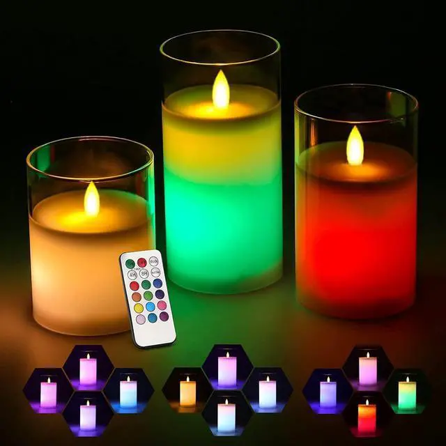 Alt view image 7 of 7 - Goldprice LED Candle Lights 3 Pack Flameless Candles Flickering Battery Operated Candles LED Candles Lamp with Remote Control & Timer