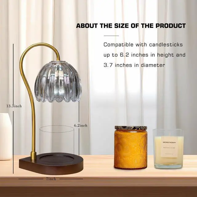 Alt view image 4 of 7 - Candle Warmer Lamp,Electric Candle Lamp Warmer with Timer&Dimmer, Wax Melt Warmer for Scented Jar Candles with 2 Bulbs,Gifts for Mom, Women,Birthday,Wedding,House Warming,Thanks Giving,Christmas