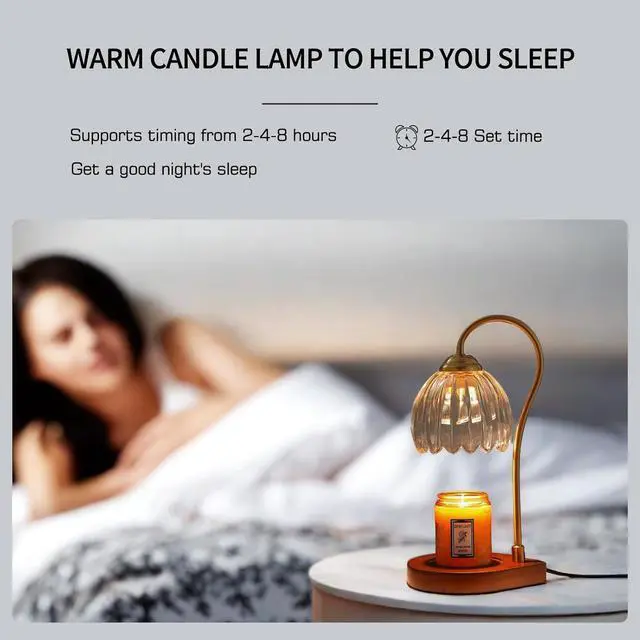Alt view image 6 of 7 - Candle Warmer Lamp,Electric Candle Lamp Warmer with Timer&Dimmer, Wax Melt Warmer for Scented Jar Candles with 2 Bulbs,Gifts for Mom, Women,Birthday,Wedding,House Warming,Thanks Giving,Christmas