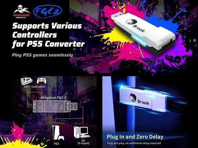 Alt view image 5 of 6 - Zeroplus | Brook Wingman FGC2 Converter Arcade Joystick Adapter Gamepad for PS5 & PC, Supports All PS5 Games