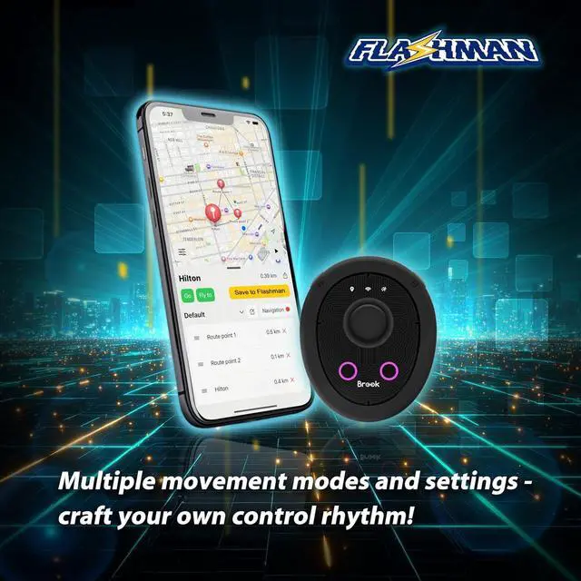 Alt view image 7 of 7 - Brook Flashman Virtual GPS Joystick for iPhone, Bluetooth Location Controller with Teleport, Smart Roaming, Route Cruise, Coordinate Sharing, No Jailbreak