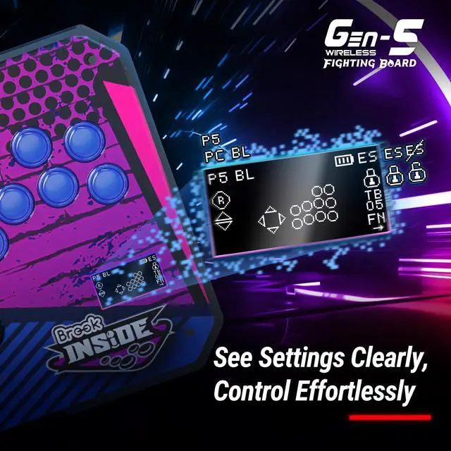 Alt view image 7 of 7 - Brook Gaming Gen5W Fighting Board Wireless Compatible Controller Board for P5, PC & Steam Deck | Ultra-Low Latency | Turbo, Macro & RGB Customization