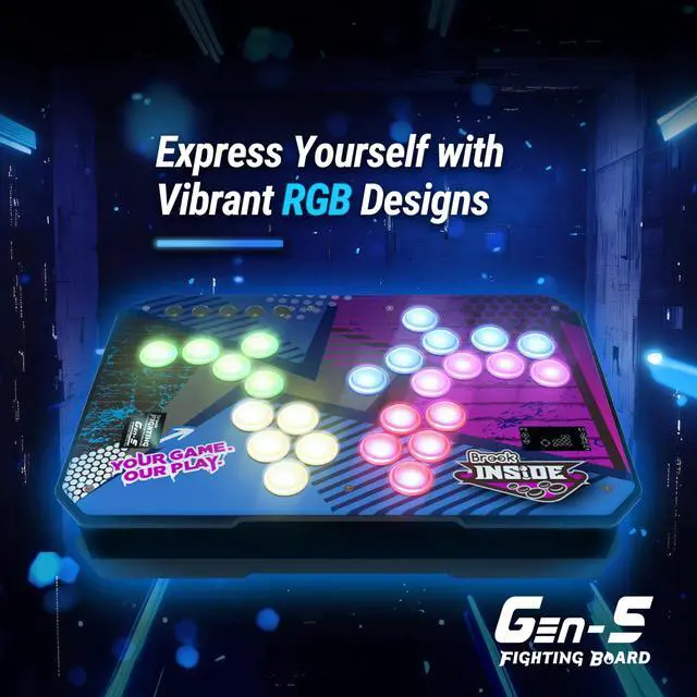 Alt view image 6 of 7 - Brook Gaming GEN 5 Fighting Board Multi-Platform Support for PS5, PS4, NS & PC Ultra-Fast Input for Competitive Play