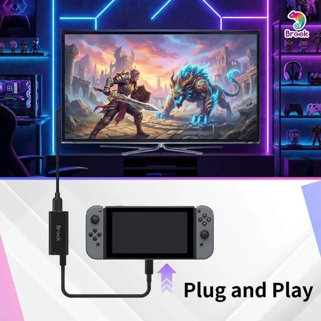 Alt view image 3 of 5 - Brook USB-C to HDMI Adapter 4K 60Hz with 100W PD Charging, USB Type-C to HDMI Converter for Switch and Switch 2, Steam Deck, ROG Ally, Laptop, Tablet & Monitor, Plug and Play