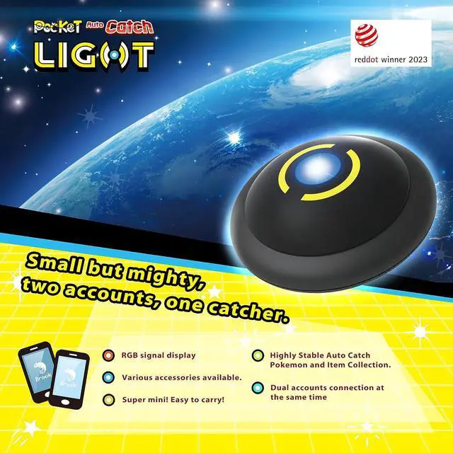 Main image of Brook Gaming Pocket Auto Catch Light & WireCare Outlet Tester: Dual Accounts Auto Catcher for Pocket Monsters, Lightest Auto Catch Device, Bluetooth, Fast Auto Spin & Catch for iOS & Android