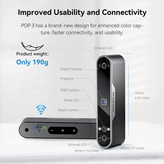 Alt view image 5 of 7 - Revopoint POP 3 3D Scanners 0.05 mm Precision Quick Scan Full Color Scanning for Android/iOS/Windows/MacOS System