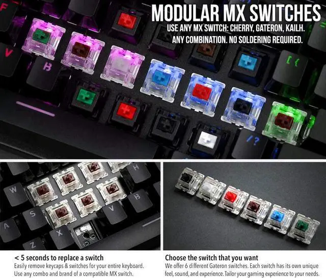 Alt view image 8 of 8 - glorious modular mechanical gaming keyboard - tenkeyless tkl (87 key) - rgb led backlit, brown switches, hot swap switches (bla