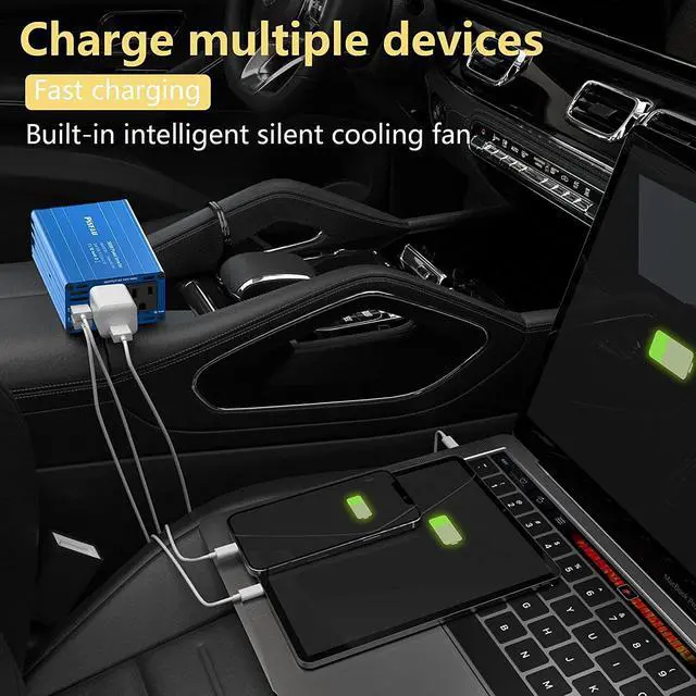 Alt view image 7 of 7 - 300W Power Inverter 12V DC to 110V AC Car Plug Adapter Outlet Converter with 4.2A Dual USB AC car Charger for Laptop Computer,Road Trip Essentials Camping Accessories