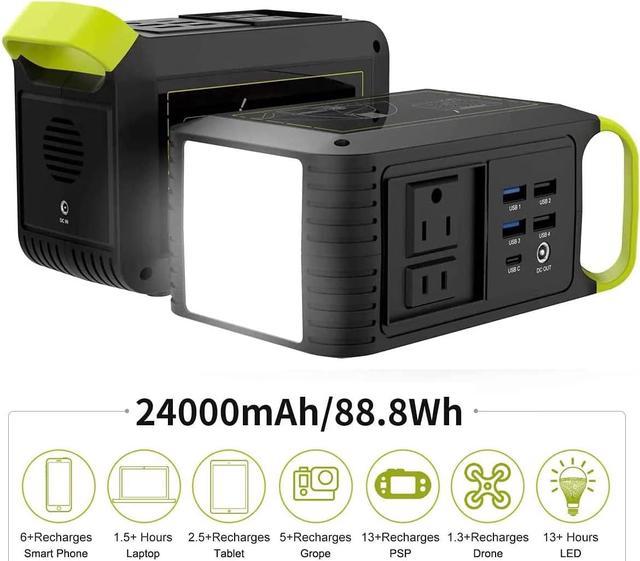MARBERO 88Wh Portable Power Station 24000mAh Camping Solar Generator(Solar  Panel Not Included) Lithium Battery Power 110V/80W AC, DC, USB QC3.0, LED  Flashlight for CPAP Home Camping Emergency Backup