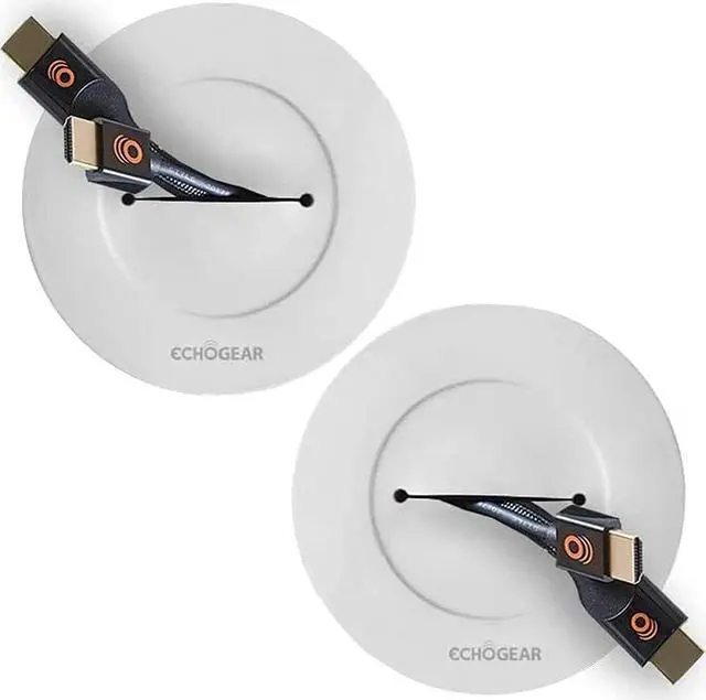 Main image of ECHOGEAR TV Cord Hider for Wall Mounted TV - White Cable Management Kit Hides TV Wires Behind The Wall- Includes 2 Pass Throughs, Locking Brackets, and Hole Saw Drill Attachment for Easy Install