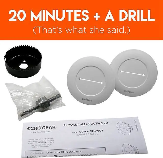Alt view image 5 of 7 - ECHOGEAR TV Cord Hider for Wall Mounted TV - White Cable Management Kit Hides TV Wires Behind The Wall- Includes 2 Pass Throughs, Locking Brackets, and Hole Saw Drill Attachment for Easy Install
