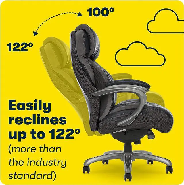 Alt view image 7 of 7 - Serta Big and Tall Executive Office Chair with AIR Technology and Smart Layers Premium Elite Foam, Supports up to 350 Pounds, Bonded Leather, Black