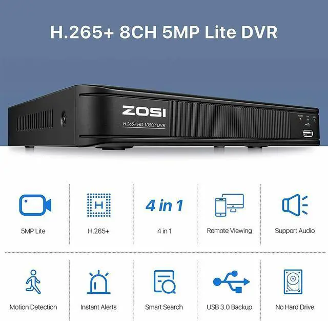 Alt view image 3 of 6 - ZOSI 1080P 8CH Home CCTV DVR Security System Outdoor 2MP Camera Motion Detection (8 camera+1TB HDD)