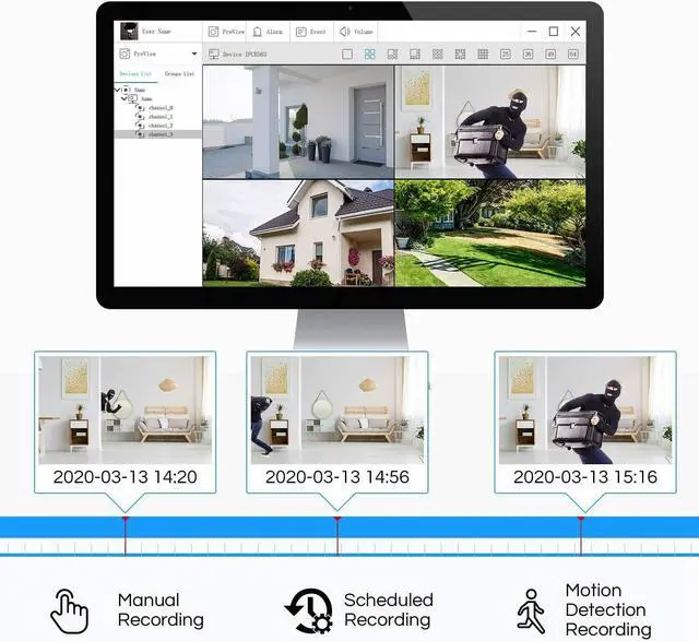 Alt view image 5 of 6 - ZOSI 1080P 8CH Home CCTV DVR Security System Outdoor 2MP Camera Motion Detection (8 camera+1TB HDD)