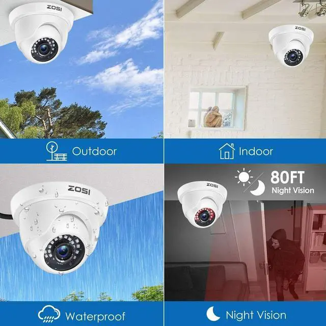 Alt view image 2 of 6 - ZOSI 1080P 8CH Home CCTV DVR Security System Outdoor 2MP Camera Motion Detection (8 camera+1TB HDD)