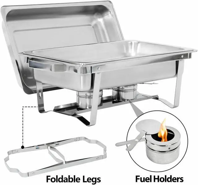 Alt view image 3 of 7 - 6 Pack 8 QT Stainless Steel Chafer Chafing Dish Sets Catering Food Warmer