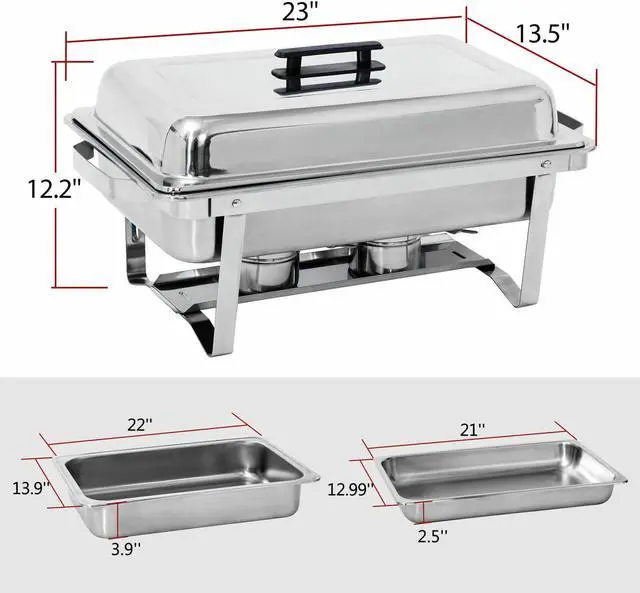 Alt view image 2 of 7 - 6 Pack 8 QT Stainless Steel Chafer Chafing Dish Sets Catering Food Warmer